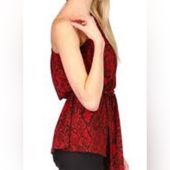 1 Michael Michael Kors, red and black snake, print, one shoulder top - Picture 4 of 7